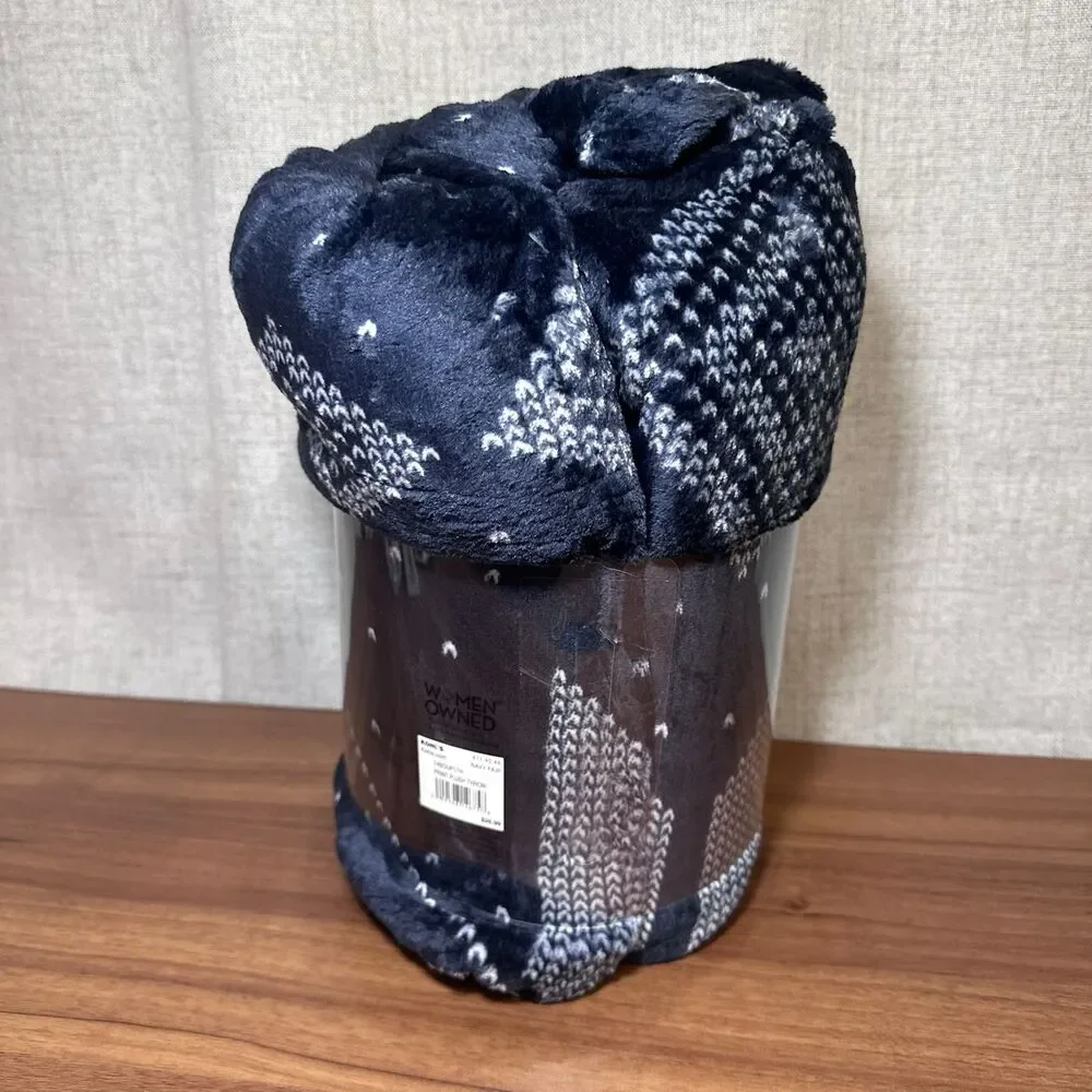 The Big One Navy Plush Throw Blanket 5 ft. by 6 ft.